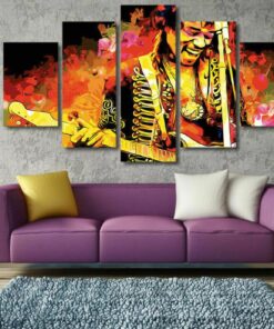 Jimi Hendrix Guitar Abstract Five Piece No Frame Canvas Multi Panel Home Decor