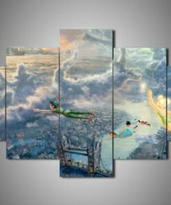 Peter Pan Neverland Flying Five Piece No Frame Canvas Multi Panel Home Decor Wall