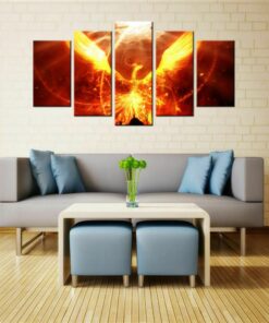 Phoenix Bird Fire Reborn Five Piece No Frame Canvas Multi Panel Home Decor