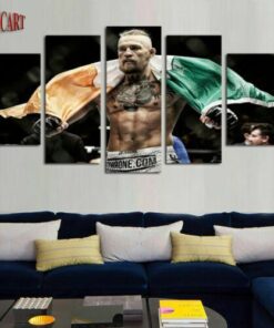 No Frame Conor Mcgregor MMA Flag Five Piece Canvas Multi Panel Home Decor Art
