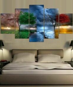 No Frame Trees Four Seasons Nature Five Piece Canvas Multi Panel Home Decor Art