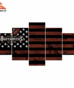 No Frame Tampa Bay Buccaneers Flag Five Piece Canvas Multi Panel Home Decor Art