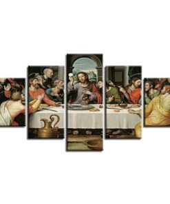 No Frame Last Supper Jesus Disciples Five Piece Canvas Multi Panel Home Decor Art
