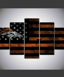 No Frame Denver Broncos Flag Rustic Five Piece Canvas Multi Panel Home Decor Art