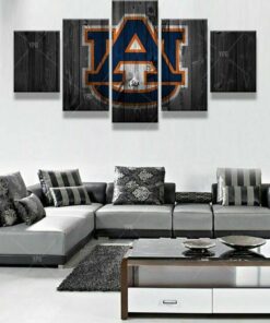 No Frame Auburn Tigers College Five Piece Canvas Multi Panel Home Decor Art