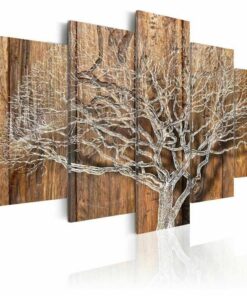 No Frame Birch Tree Wood Look Back Five Piece Canvas Multi Panel Home Decor Art