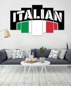 No Frame Italian Pride Flag Five Piece Canvas Multi Panel Home Decor Art