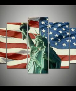 No Frame Statue of Liberty Flag Five Piece Canvas Multi Panel Home Decor Art 5