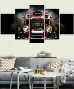 No Frame Hot Rod Rat Car Muscle Auto Five Piece Canvas Multi Panel Home Decor Art