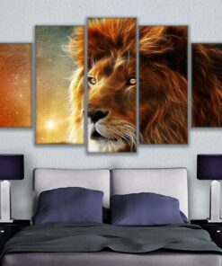 No Frame Lion Majestic Space Five Piece Canvas Multi Panel Home Decor Art