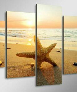 No Frame Starfish Ocean Beach Life Five Piece Canvas Multi Panel Home Decor Art