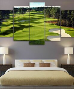 No Frame Golf Course Green Masters Five Piece Canvas Multi Panel Home Decor Art