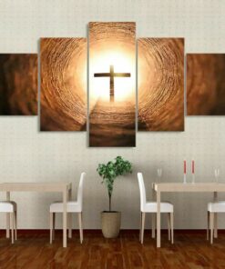 No Frame Cross Light End of Tunnel Five Piece Canvas Multi Panel Home Decor Art