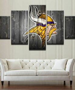No Frame Minnesota Vikings Barnwood Five Piece Canvas Multi Panel Home Decor Art