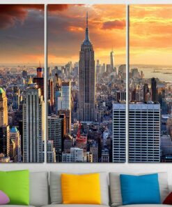 New York City Skyline 3 Panel No Frame Canvas Color or Black/White Home Decor