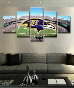 No Frame Baltimore Ravens Football Five Piece Canvas Multi Panel Home Decor Art 5