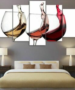 No Frame Wine Glasses Celebration Five Piece Canvas Multi Panel Home Decor Art 5