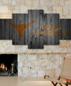 No Frame Texas Longhorns Barnwood Sty Five Piece Canvas Multi Panel Home Decor Art