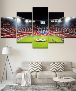 No Frame World Cup Soccer Stadium Five Piece Canvas Multi Panel Home Decor Art 5
