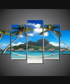 No Frame Tropical Paradise Vacation Five Piece Canvas Multi Panel Home Decor Art 5
