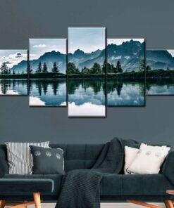 Lake Mountains Reflection No Frame Five Piece Canvas Multi Panel Home Decor Art 5