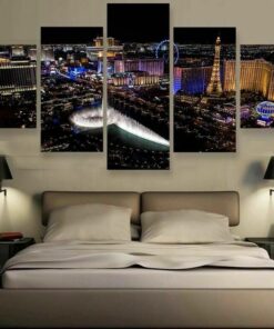 No Frame Las Vegas Strip Lights Five Piece Canvas Multi Panel Home Decor Art 5