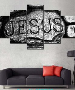No Frame Jesus Rock Christian Five Piece Canvas Multi Panel Home Decor Art 5