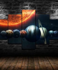 No Frame Planets Sun Solar System Five Piece Canvas Multi Panel Home Decor Art 5