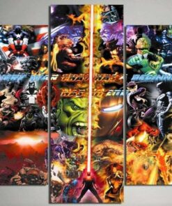 No Frame Marvel Comics Montage Five Piece Canvas Multi Panel Home Decor Art 5