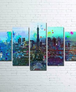 Paris Skyline City No Frame Five Piece Canvas Multi Panel Home Decor Art 5