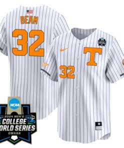 Drew Beam Jersey #32 Tennessee Volunteers 2024 College World Series Patch NCAA Baseball Pinstripe