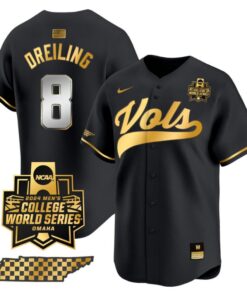 Dylan Dreiling Jersey #8 Tennessee Volunteers 2024 College World Series NCAA Baseball Black Gold