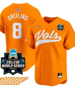 Dylan Dreiling Jersey #8 Tennessee Volunteers 2024 College World Series NCAA Baseball Orange