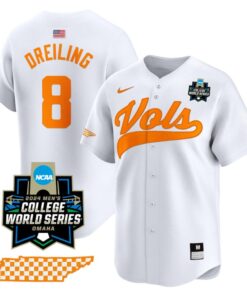 Dylan Dreiling Jersey #8 Tennessee Volunteers 2024 College World Series NCAA Baseball White