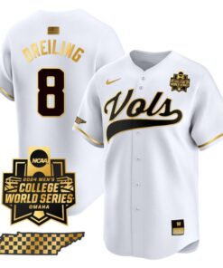 Dylan Dreiling Jersey #8 Tennessee Volunteers 2024 College World Series NCAA Baseball White Gold
