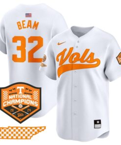 Drew Beam Jersey #32 Tennessee Volunteers Baseball 2024 Champions Vapor Premier Limited White