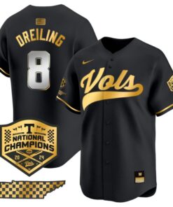 Dylan Dreiling Jersey #8 Tennessee Volunteers Baseball 2024 Champions Vapor Premier Black Gold