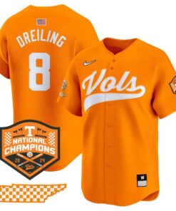 Dylan Dreiling Jersey #8 Tennessee Volunteers Baseball 2024 Champions Vapor Premier Orange