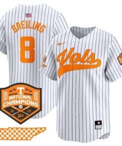 Dylan Dreiling Jersey #8 Tennessee Volunteers Baseball 2024 Champions Vapor Premier Pinstripe