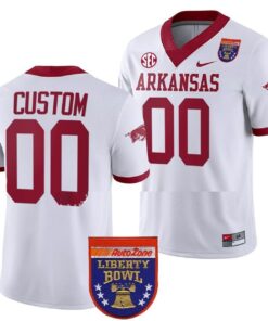 Custom Arkansas Razorbacks Jersey Name and Number NCAA College Football 2022 Liberty Bowl White
