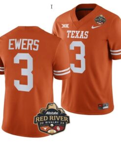 Quinn Ewers Jersey #3 Texas Longhorn Allstate Red River Vivalry Patch College Football Orange