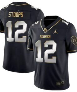 Drake Stoops Jersey #12 Oklahoma Sooners College Football Stitched Black Gold