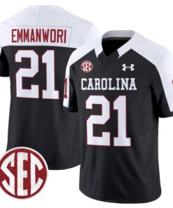 Nick Emmanwori Jersey #21 South Carolina Gamecocks Football 1980 Throwback SEC Patch Black Alternate