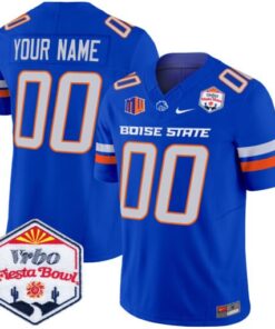 Custom Boise State Broncos Jersey 2025 Fiesta Bowl Patch Vapor Limited Royal