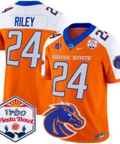 Dylan Riley Jersey #24 Boise State Broncos 2025 Fiesta Bowl Patch Vapor Orange