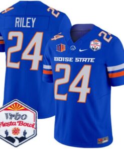 Dylan Riley Jersey #24 Boise State Broncos 2025 Fiesta Bowl Patch Vapor Royal Alternate