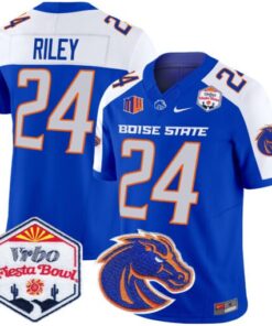Dylan Riley Jersey #24 Boise State Broncos 2025 Fiesta Bowl Patch Vapor Royal