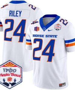 Dylan Riley Jersey #24 Boise State Broncos 2025 Fiesta Bowl Patch Vapor White