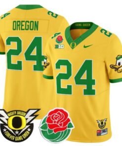 Oregon Jersey #24 Oregon Ducks 2025 Rose Bowl Game Patch Vapor Gold
