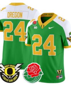 Oregon Jersey #24 Oregon Ducks 2025 Rose Bowl Game Patch Vapor Green Alternate